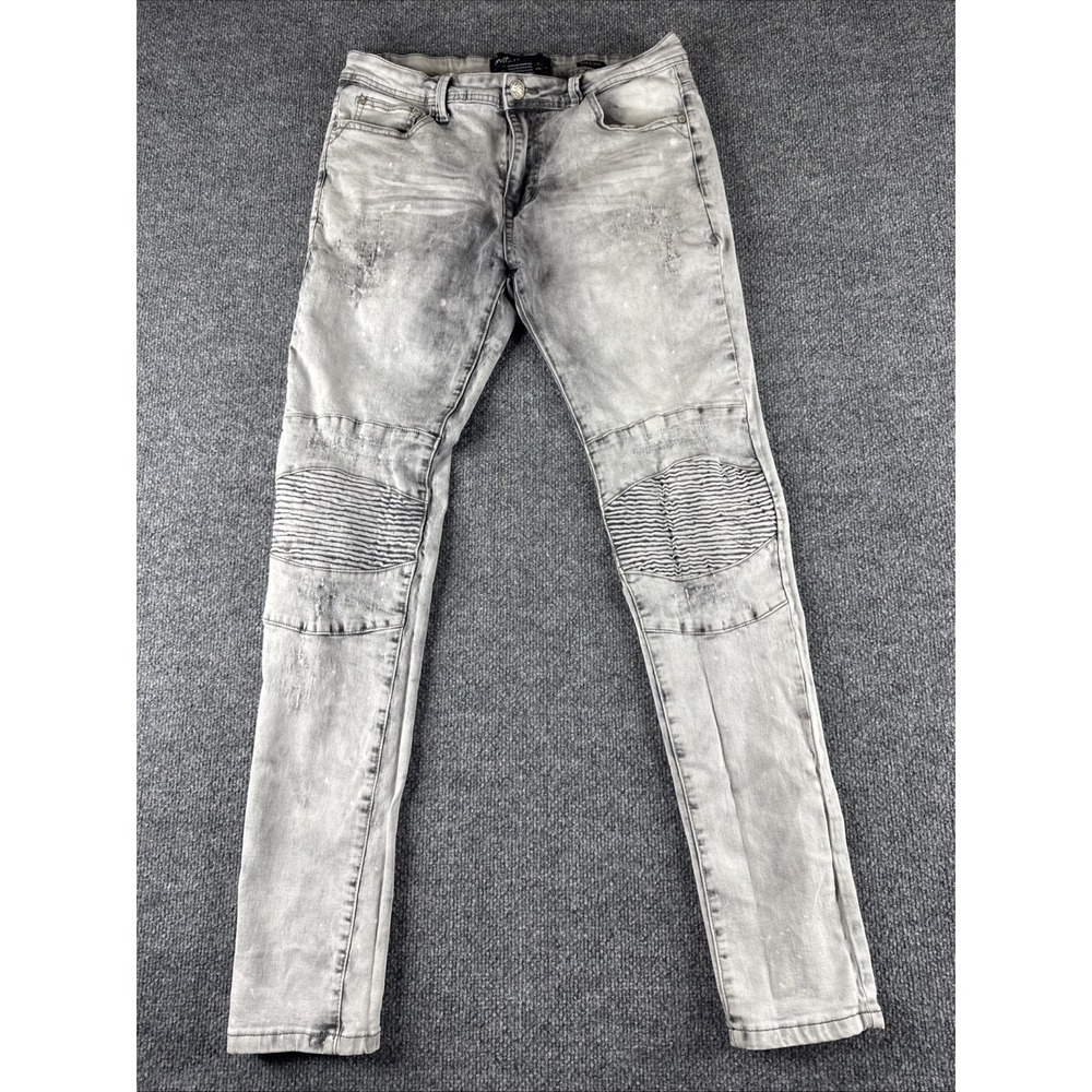 Switch Remarkable Men's Slim Tapered Blue Light Wash Distressed Jeans 34 X 34